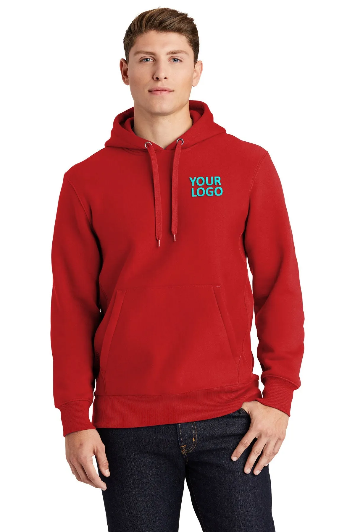 Sport-Tek Super Heavyweight Pullover Custom Hooded Sweatshirts, Red