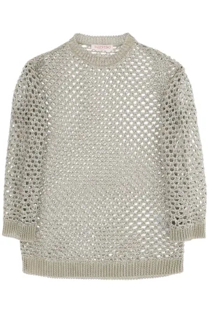 Valentino Garavani Mesh Knit Pullover With Sequins Embell