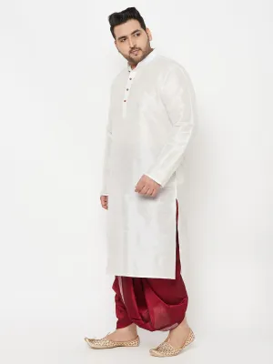 VASTRAMAY White Silk Blend Kurta Dhoti