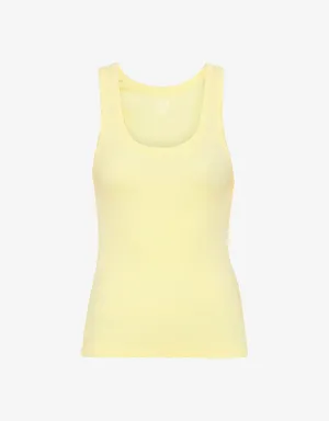 Women Organic Rib Tank Top - Soft Yellow